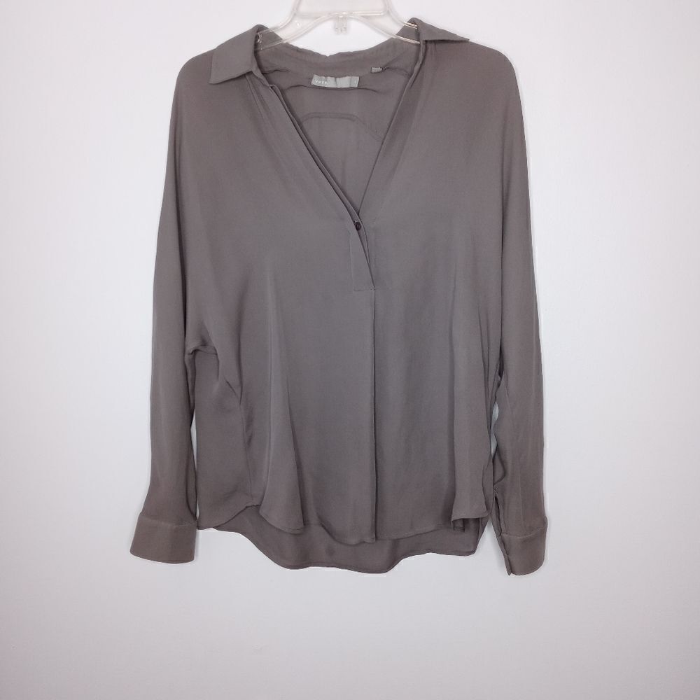 Vince gray silk blouse